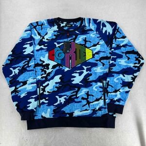 NWT Cookies Sweatshirt Men's Blue Camouflage Pullover Cookies Patch Logo Sz 3XL